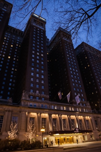 The façade of the Hilton Chicago.